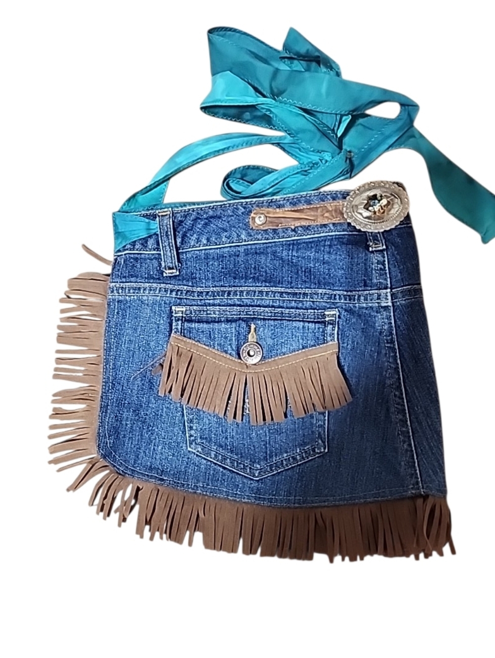 Upcycled Tommy Hilfiger Denim Fringe Western Statement Belt 🤠✨ - Picture 4 of 8